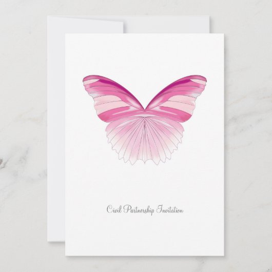 Roze Butterfly - Uitnodiging voor een civiel partn (Voorkant)