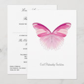 Roze Butterfly - Uitnodiging voor een civiel partn (Voorkant / Achterkant)