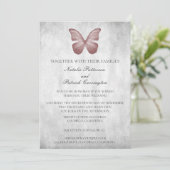 Roze Butterfly Weddenschap Kaart (Staand voorkant)