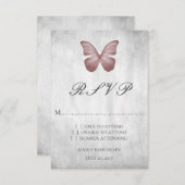 Roze Butterfly Wedding RSVP Kaart (Voorkant / Achterkant)