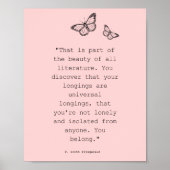 Roze Butterly F Scott Fitzgerald Literature Quote Poster (Voorkant)