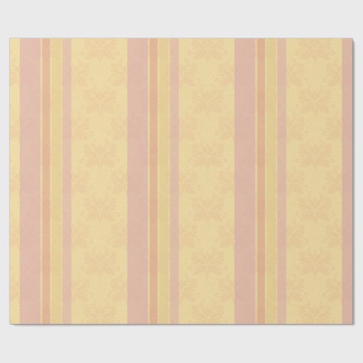  Roze Buttery Wit Antiek Damask Stripe Cadeaupapier (Vlak)