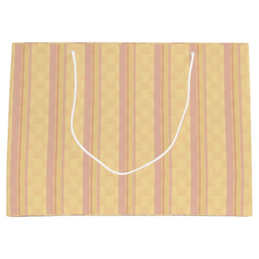 Roze Buttery Wit Antiek Damask Stripe Groot Cadeauzakje (Voorkant)