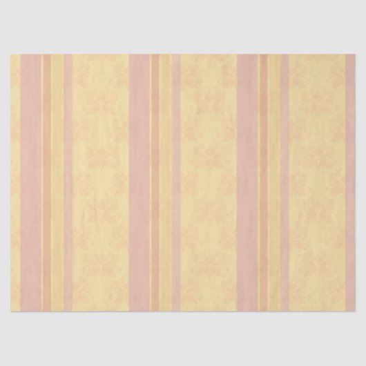  Roze Buttery Wit Antiek Damask Stripe Tissuepapier (Voorkant)
