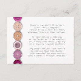 Roze Button Baby shower Insteekkaart Informatiekaartje