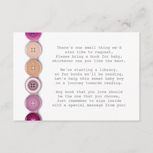 Roze Button Baby shower Insteekkaart Informatiekaartje (Voorkant)