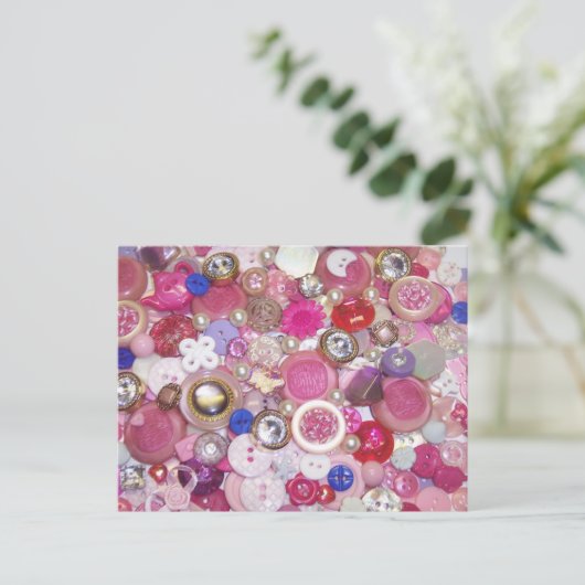  roze Button Collage Briefkaart (Staand voorkant)
