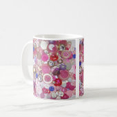 roze Button Collage Koffiemok (Voorkant links)
