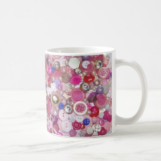 roze Button Collage Koffiemok (Rechts)