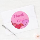 Roze Button Dank u Ronde Sticker (Envelop)