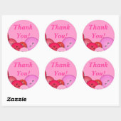 Roze Button Dank u Ronde Sticker (Vel)