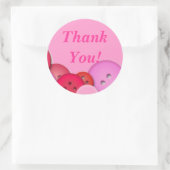 Roze Button Dank u Ronde Sticker (Tas)