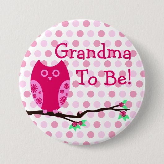 Roze Button "Grandma to be" Baby shower (Voorkant)