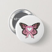 Roze Button met lint-Heart-Butterfly (Voorkant /achterkant)