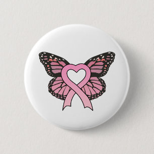 Roze Button met lint-Heart-Butterfly
