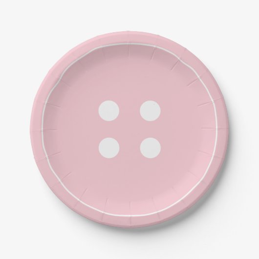 Roze Button Papieren Borden Papieren Bordje (Voorkant)