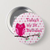 Roze Button van de eerste verjaardag (Voorkant /achterkant)