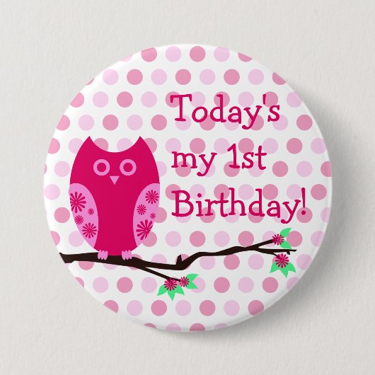 Roze Button van de eerste verjaardag (Voorkant)
