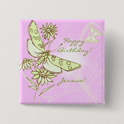 Roze Button van de Limoen-vlinder (Voorkant)