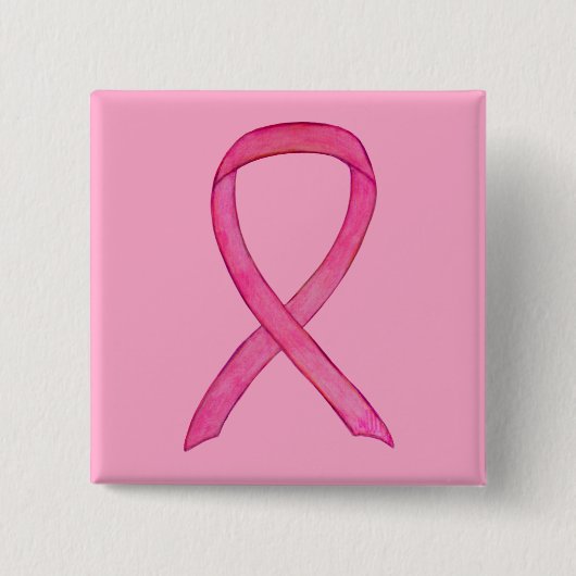 Roze Button voor bewustmaking op basis van lint aa (Voorkant)