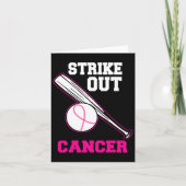 Roze Bysebyll Strike Out Cool Borstkanker Aware Kaart (Voorkant)