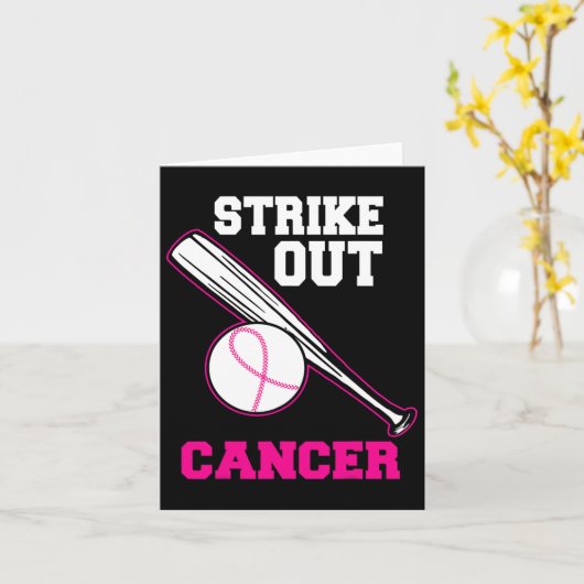 Roze Bysebyll Strike Out Cool Borstkanker Aware Kaart (Gele Bloem)