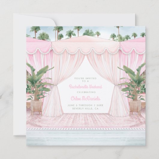 Roze Cabana Bachelorette Weekend + Itinerary Kaart (Voorkant)