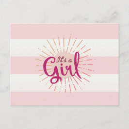 Roze Cabana Gestreepte Baby Aankondiging