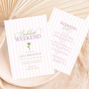 Roze Cabana Streep Palm Beach Meisjesuitje Party Kaart