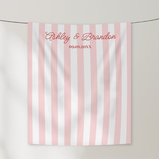 Roze Cabana Streep Persoonlijk Trouwfeest Wandkleed