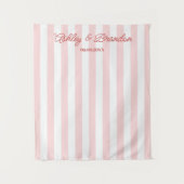 Roze Cabana Streep Persoonlijk Trouwfeest Wandkleed (Voorkant)