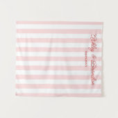 Roze Cabana Streep Persoonlijk Trouwfeest Wandkleed (Voorkant (horizontaal))