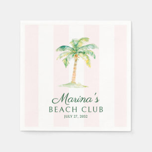 Roze Cabana Strepen Palm Beach Club Verjaardag Servet