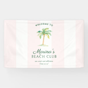 Roze Cabana Strepen Palm Beach Club Welkom Spandoek