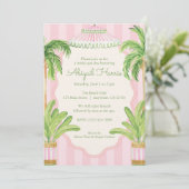 Roze Cabana Strepen Palm Beach Kaart (Staand voorkant)