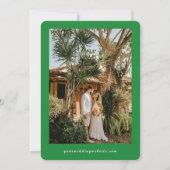 Roze Cabana Strepen Palmboom Monogram Huwelijk Save The Date (Achterkant)