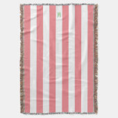 Roze Cabana Stripe en gepersonaliseerd groen monog Deken (Voorkant Verticaal)