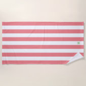 Roze Cabana Stripe en gepersonaliseerd groen monog Strandlaken (Voorkant)