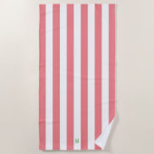Roze Cabana Stripe en gepersonaliseerd groen monog Strandlaken (Voorkant)
