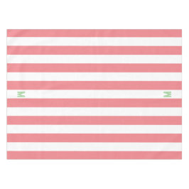 Roze Cabana Stripe en gepersonaliseerd groen monog Tafelkleed