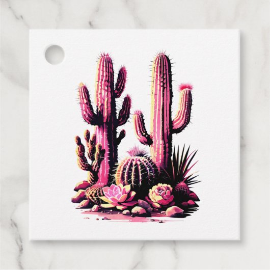 Roze Cacti Batch Bedankjes Labels (Voorkant)
