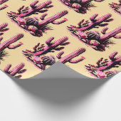Roze Cacti Batch-Tan Achtergrond Cadeaupapier (Hoek)