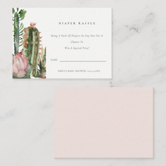 Roze cacti-foliage, dunne Baby shower Informatiekaartje (Voorkant / Achterkant)