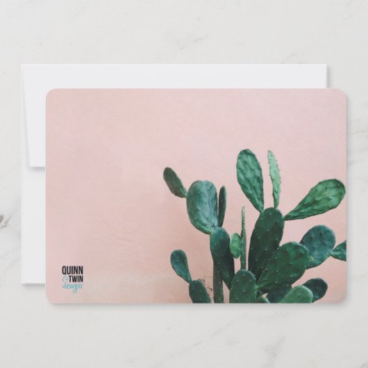 Roze Cactus Afstuderen Pool Party Kaart (Achterkant)