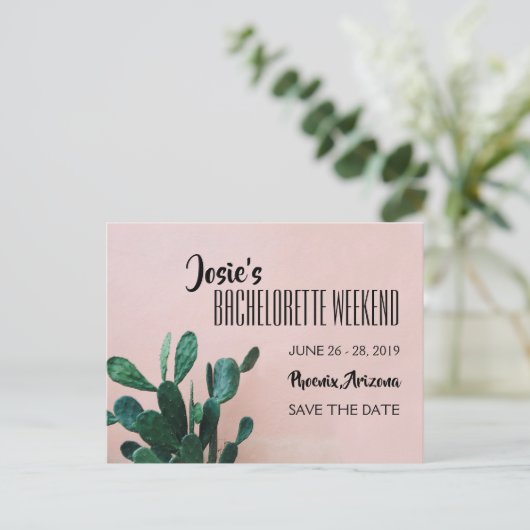 Roze Cactus Bachelorette Weekend Briefkaart (Staand voorkant)