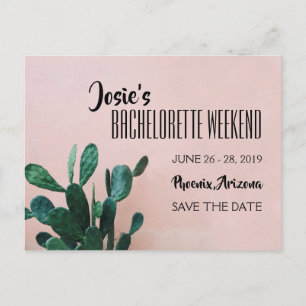 Roze Cactus Bachelorette Weekend Briefkaart