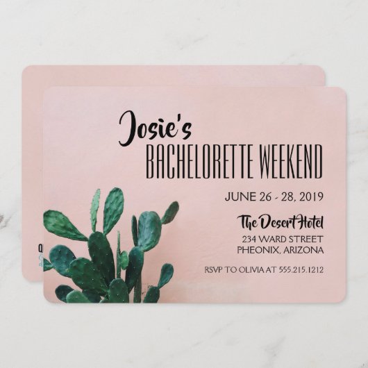 Roze Cactus Bachelorette Weekend Kaart (Voorkant / Achterkant)