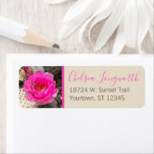 Roze cactus Bloem en bijen | Modern script Etiket (Insitu)