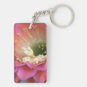 Roze cactus-bloem in de woestijn sleutelhanger (achterkant)