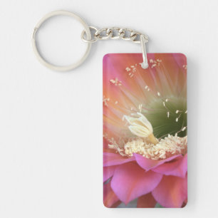 Roze cactus-bloem in de woestijn sleutelhanger